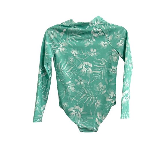 OshKosh Bgosh Girls Floral Long Sleeve One-Piece Swimsuit UPF 50+ Green Size 6/6 - Picture 7 of 7